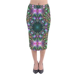 Digital Kaleidoscope Velvet Midi Pencil Skirt