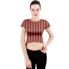 Pattern Background Red Stripes Crew Neck Crop Top by Amaryn4rt