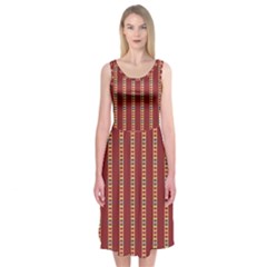 Pattern Background Red Stripes Midi Sleeveless Dress