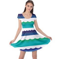 Water Border Water Waves Ocean Sea Cap Sleeve Dresses by Amaryn4rt