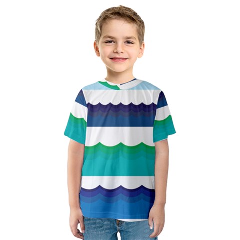 Water Border Water Waves Ocean Sea Kids  Sport Mesh Tee by Amaryn4rt