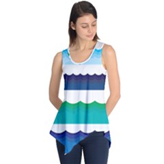 Water Border Water Waves Ocean Sea Sleeveless Tunic by Amaryn4rt