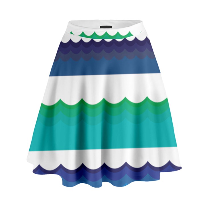 Water Border Water Waves Ocean Sea High Waist Skirt