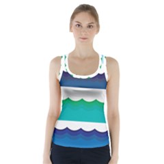 Water Border Water Waves Ocean Sea Racer Back Sports Top