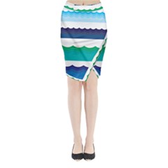 Water Border Water Waves Ocean Sea Midi Wrap Pencil Skirt