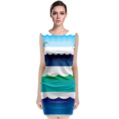 Water Border Water Waves Ocean Sea Sleeveless Velvet Midi Dress by Amaryn4rt