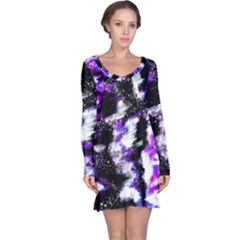 Abstract Canvas Acrylic Digital Design Long Sleeve Nightdress