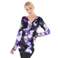 Abstract Canvas Acrylic Digital Design Women s Tie Up Tee by Amaryn4rt