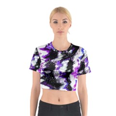 Abstract Canvas Acrylic Digital Design Cotton Crop Top by Amaryn4rt