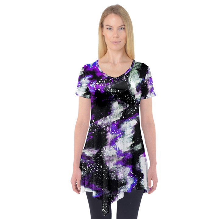 Abstract Canvas Acrylic Digital Design Short Sleeve Tunic 