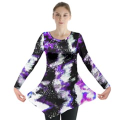 Abstract Canvas Acrylic Digital Design Long Sleeve Tunic  by Amaryn4rt