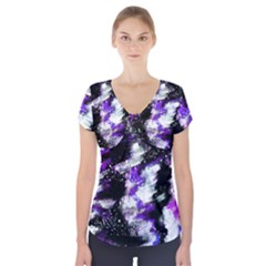 Abstract Canvas Acrylic Digital Design Short Sleeve Front Detail Top