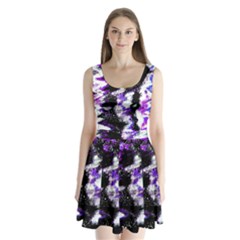 Abstract Canvas Acrylic Digital Design Split Back Mini Dress 