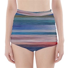 Background Horizontal Lines High-waisted Bikini Bottoms