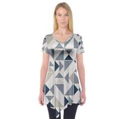 Geometric Triangle Modern Mosaic Short Sleeve Tunic 