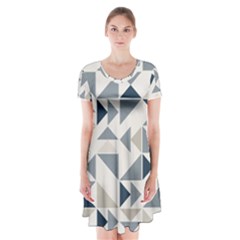 Geometric Triangle Modern Mosaic Short Sleeve V-neck Flare Dress