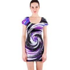 Canvas Acrylic Digital Design Short Sleeve Bodycon Dress by Amaryn4rt