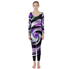 Canvas Acrylic Digital Design Long Sleeve Catsuit