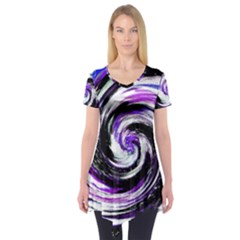 Canvas Acrylic Digital Design Short Sleeve Tunic  by Amaryn4rt