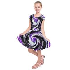 Canvas Acrylic Digital Design Kids  Short Sleeve Dress