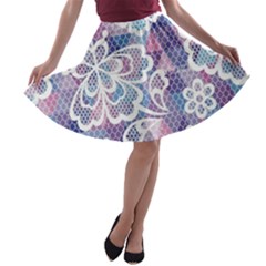 Cute Colorful Nenuphar Flower A-line Skater Skirt by Brittlevirginclothing