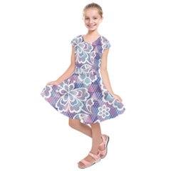 Cute Colorful Nenuphar Flower Kids  Short Sleeve Dress by Brittlevirginclothing