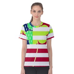 Usa Ireland American Flag Shamrock Irish Funny St Patrick Country Flag  Women s Cotton Tee