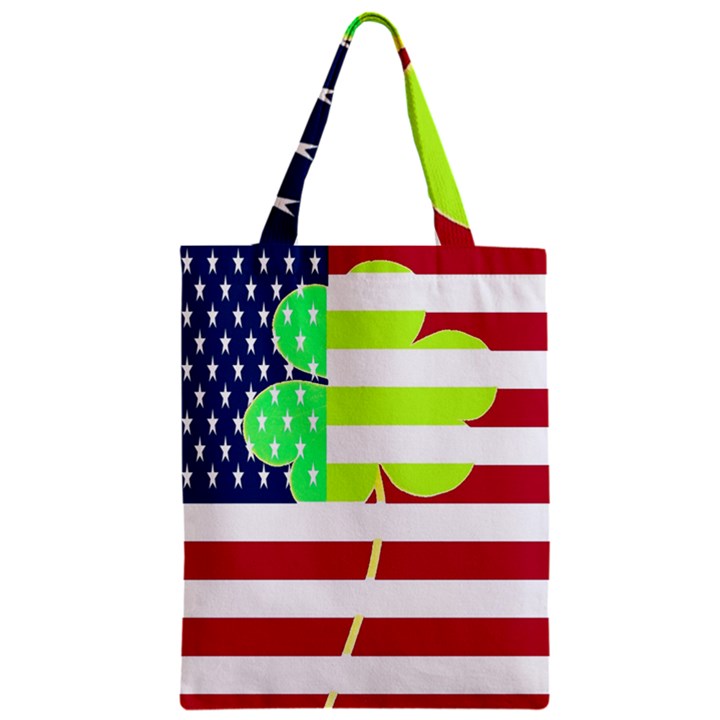 USA Ireland American Flag Shamrock Irish Funny St Patrick Country Flag  Zipper Classic Tote Bag