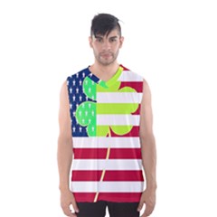 Usa Ireland American Flag Shamrock Irish Funny St Patrick Country Flag  Men s Basketball Tank Top by yoursparklingshop