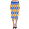 Orange And Blue Argyle Pattern Velvet Midi Pencil Skirt View1