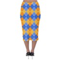 Orange And Blue Argyle Pattern Velvet Midi Pencil Skirt View2