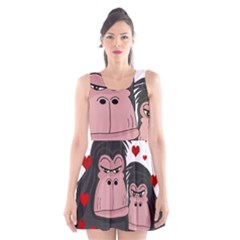 Gorillas Love Scoop Neck Skater Dress by Valentinaart