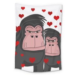 Gorillas Love Large Tapestry by Valentinaart