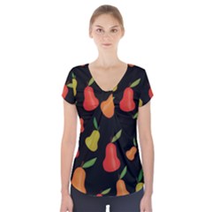 Pears Pattern Short Sleeve Front Detail Top by Valentinaart