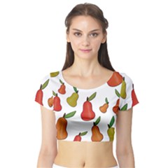 Decorative Pears Pattern Short Sleeve Crop Top (tight Fit) by Valentinaart