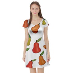 Decorative Pears Pattern Short Sleeve Skater Dress by Valentinaart