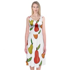 Decorative Pears Pattern Midi Sleeveless Dress