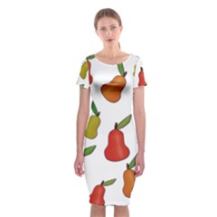 Decorative Pears Pattern Classic Short Sleeve Midi Dress