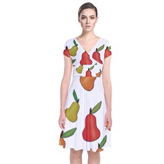 Decorative Pears Pattern Short Sleeve Front Wrap Dress by Valentinaart