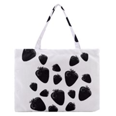 Black Strowberries Medium Zipper Tote Bag