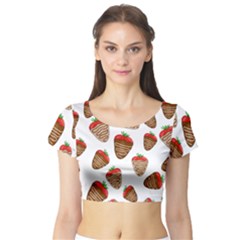 Chocolate Strawberries  Short Sleeve Crop Top (tight Fit) by Valentinaart