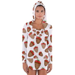 Chocolate Strawberries  Women s Long Sleeve Hooded T-shirt by Valentinaart