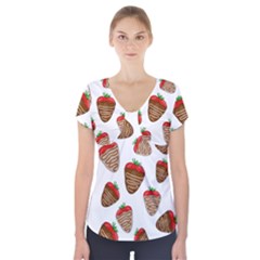 Chocolate Strawberries  Short Sleeve Front Detail Top