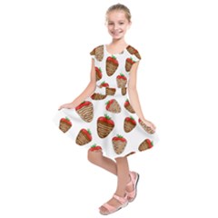 Chocolate Strawberries  Kids  Short Sleeve Dress by Valentinaart