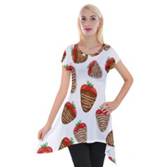 Chocolate Strawberries  Short Sleeve Side Drop Tunic by Valentinaart