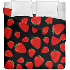 Strawberries Pattern Duvet Cover Double Side (king Size) by Valentinaart