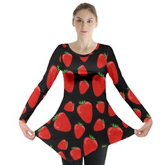 Strawberries Pattern Long Sleeve Tunic  by Valentinaart