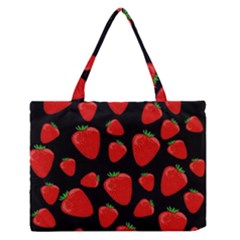 Strawberries Pattern Medium Zipper Tote Bag