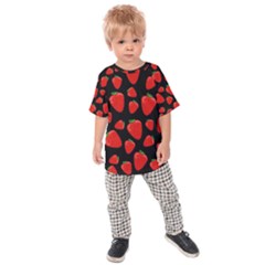 Strawberries Pattern Kids  Raglan Tee