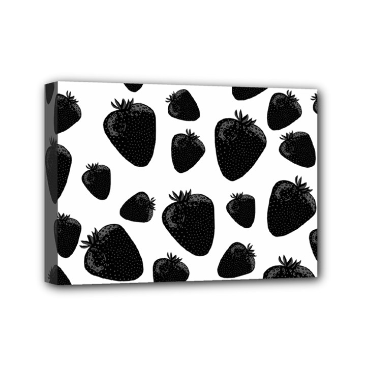 Black strawberries pattern Mini Canvas 7  x 5 